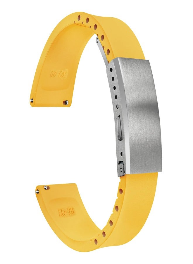 watchdives FKM Rubber Watch Strap, Cut to Size Fast Release Watch Band Soft Replacement Watchband with Milled Clasp for Men Women 18mm 19mm 20mm 21mm 22mm (Yellow, 20mm) - Image 1