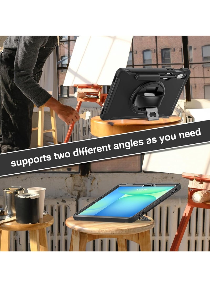 عام "حافظة أطفال لوحي جالاكسي تاب S10 FE 2025/S9 FE 2023 مقاس 10.9 بوصة - غطاء متين مضاد للصدمات مع حامل دوار 360 درجة ورباط يدوي للحماية من السقوط" - Image 2