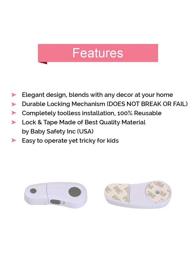 Safe-O-Kid Safe O Kid Durable Elegant Child Safety Cabinet Lock Grey Pack Of 2 - Image 3