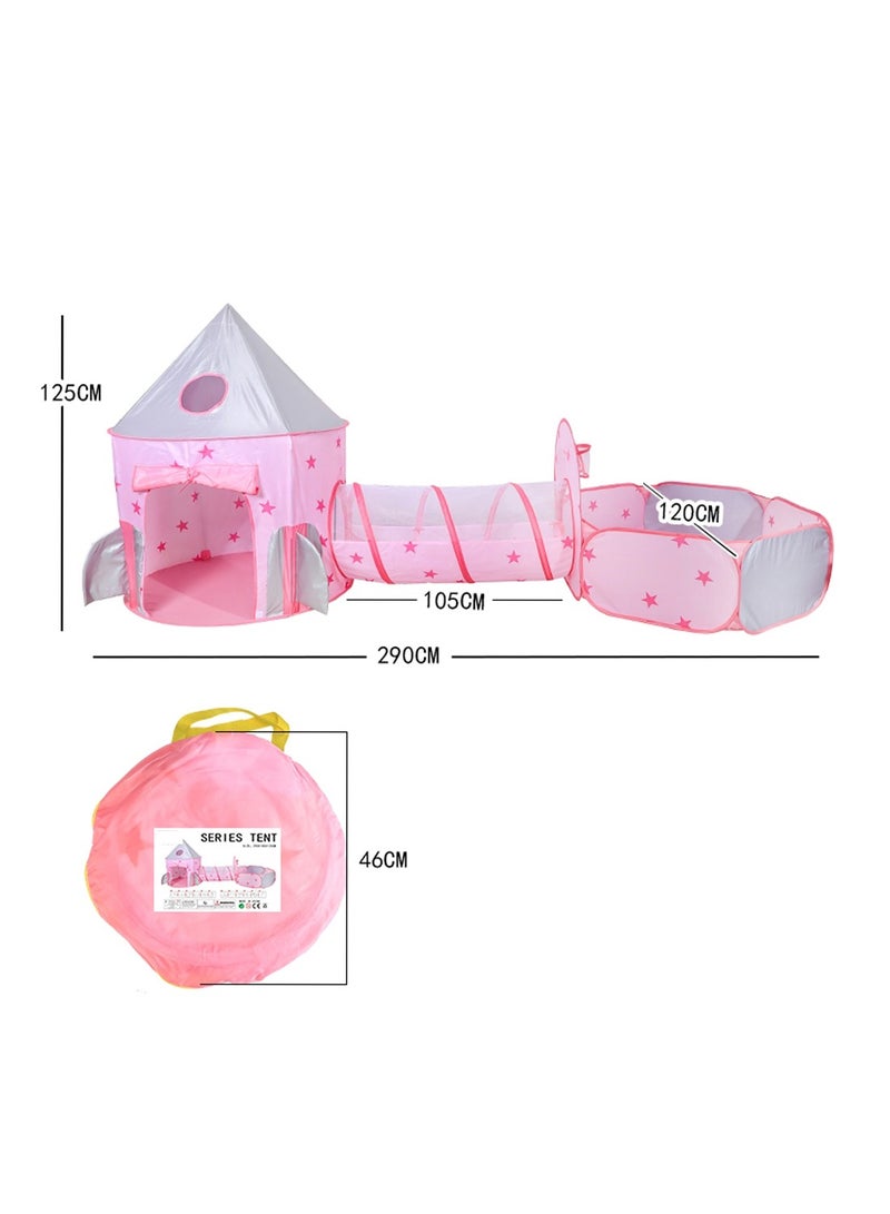 MaBaby 3pc Kids Play Tent  with Ball Pit, Crawl Tunnel, Princess Tents for Toddlers, Baby Space World Playhouse Toys, Boys Indoor& Outdoor Play House, Perfect Kid’s Gifts - Image 1