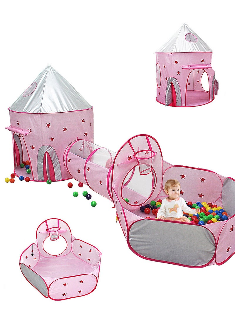 MaBaby 3pc Kids Play Tent  with Ball Pit, Crawl Tunnel, Princess Tents for Toddlers, Baby Space World Playhouse Toys, Boys Indoor& Outdoor Play House, Perfect Kid’s Gifts - Image 2