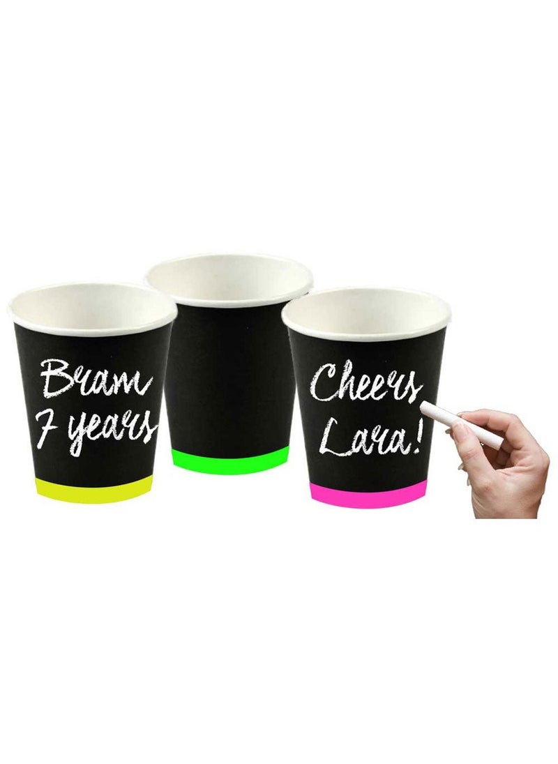 فولات أكواب ورقية للاستخدام مرة واحدة على شكل سبورة سعة 250 مل، عبوة من 6 قطع