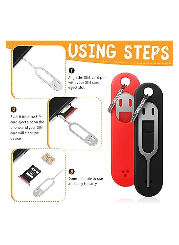 بروماس 4 قطع أداة إزالة بطاقة SIM، مزيل شريحة الهاتف، دبوس بطاقة شريحة فتح القفل، فتاحة إبرة مناسبة لجميع هواتف iPhone وSamsung والهواتف الذكية الأخرى، مع سلسلة مفاتيح قابلة للإزالة - Image 3