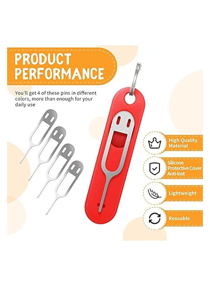 بروماس 4 قطع أداة إزالة بطاقة SIM، مزيل شريحة الهاتف، دبوس بطاقة شريحة فتح القفل، فتاحة إبرة مناسبة لجميع هواتف iPhone وSamsung والهواتف الذكية الأخرى، مع سلسلة مفاتيح قابلة للإزالة - Image 4