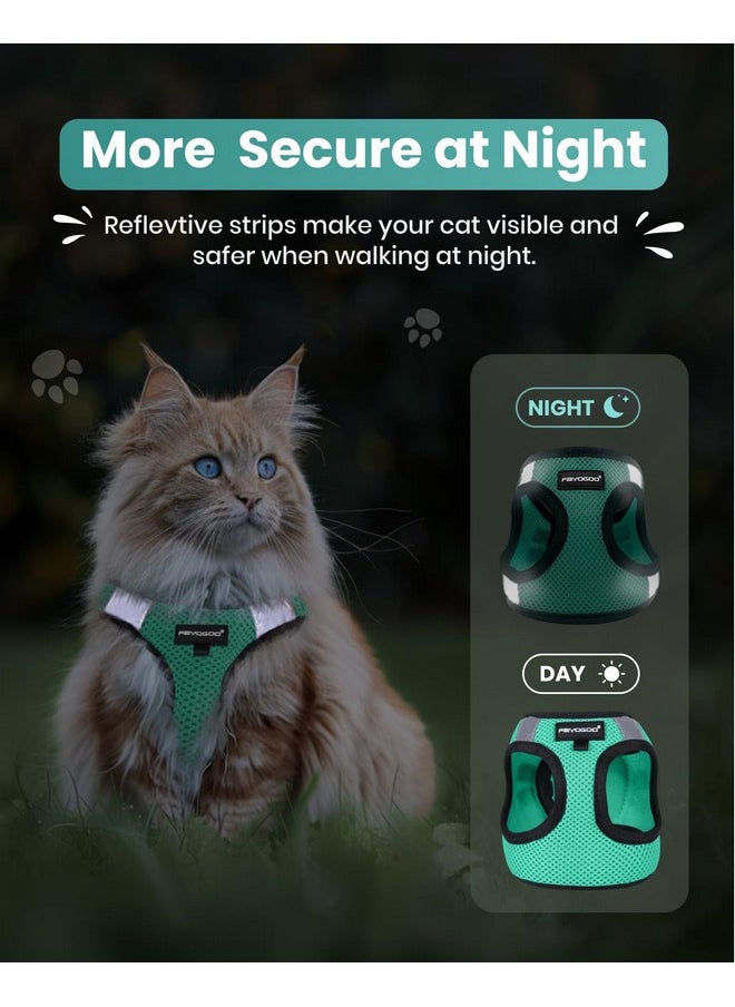 FAYOGOO - FAYOGOO Cat Harness and Leash Set | Upgrade Step-in Escape Proof Harness | Lightweight Soft Vest, No-Choke Design for Walking, Travel, Camping (Green) - Image 1