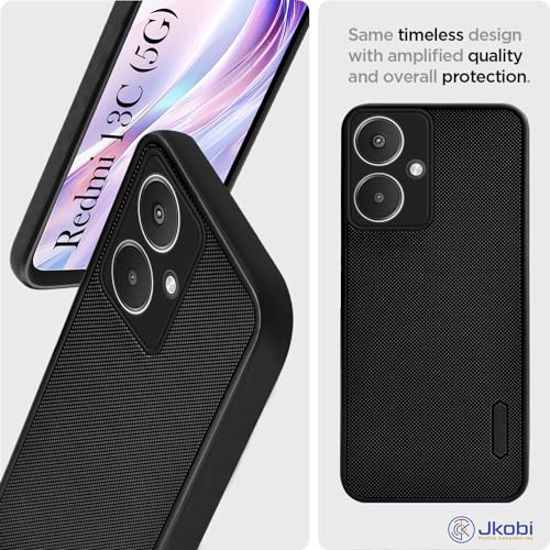 Jkobi Silicone Back Cover Case for Redmi 13C 5G (Textured Grip Design | Camera Protection | Slim and Light Weight | Soft Touch and Feel | Black) - Image 3