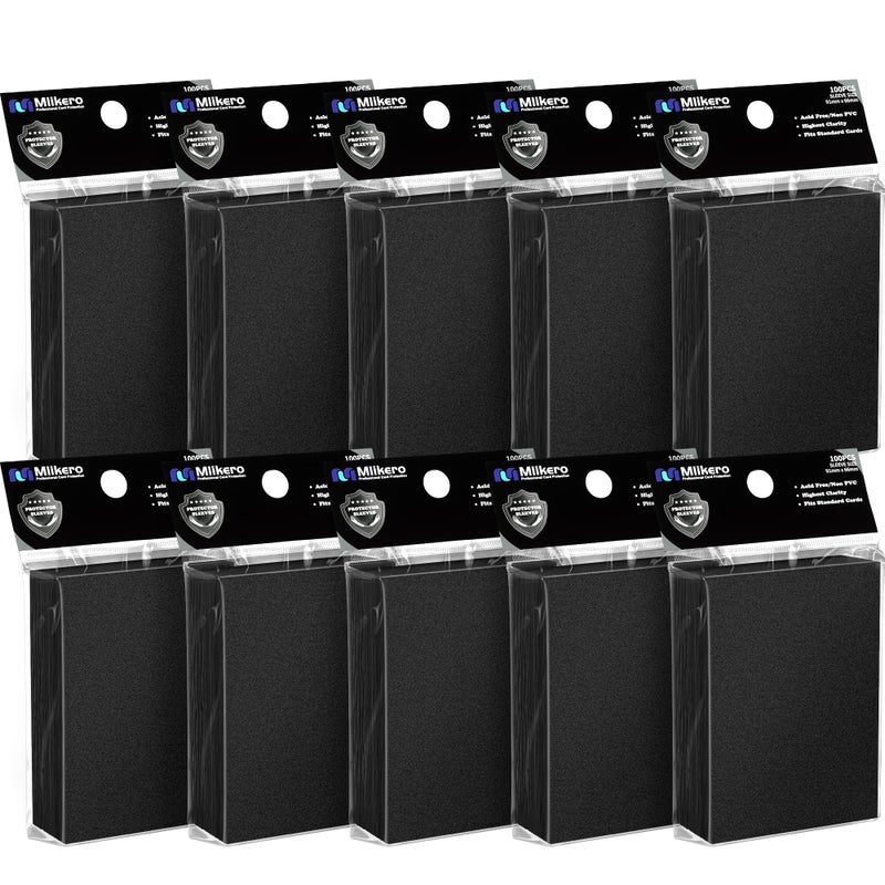 Mlikero 1000 Counts Black Card Sleeves, Matte Card Sleeve Deck Card Protectors, Trading Card Sleeves Fit for MTG, TCG and Sports Cards - Image 1