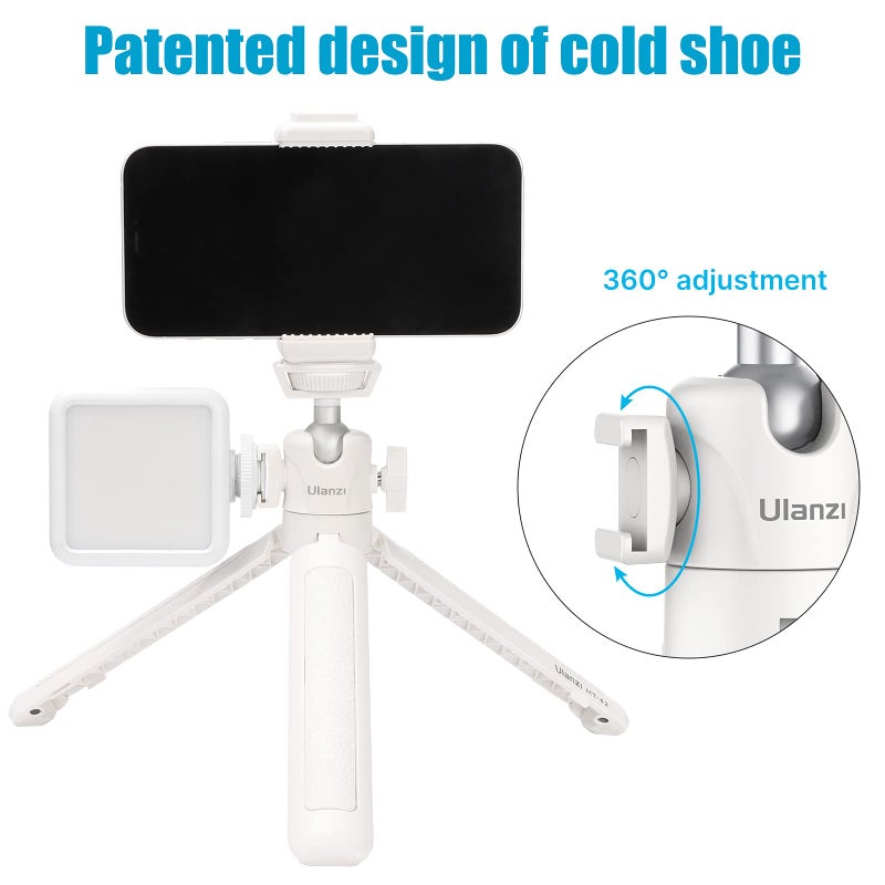 Ulanzi Ulanzi MT-42 Camera Tripod Mini Tabletop Tripod Selfie Stick with Cold Shoe,Travel Tripod for Phone 12 Canon G7X Mark III Sony ZV-1 RX100 VII A6600 Vlogging Filmmaking Live Streaming White - Image 3