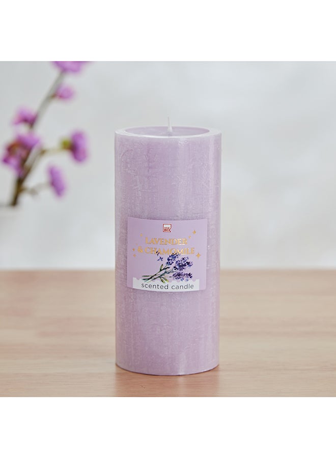 Home Box Qara Lavender Chamomile Pillar Candle 6.8 x 15 x 6.8 cm - Image 1