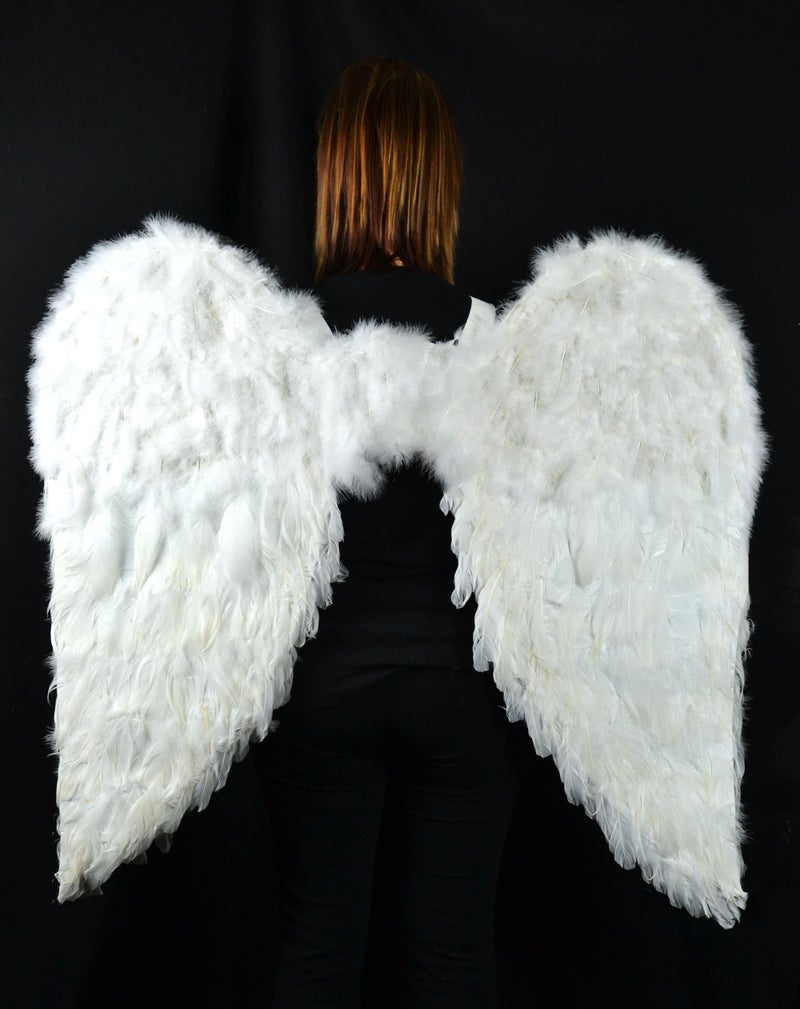 Touch of Nature White Adult Angel Wings - 52" by 36" - Halo Included - White Feather Wing - Costume Wings - Large Angel Wings - Image 2