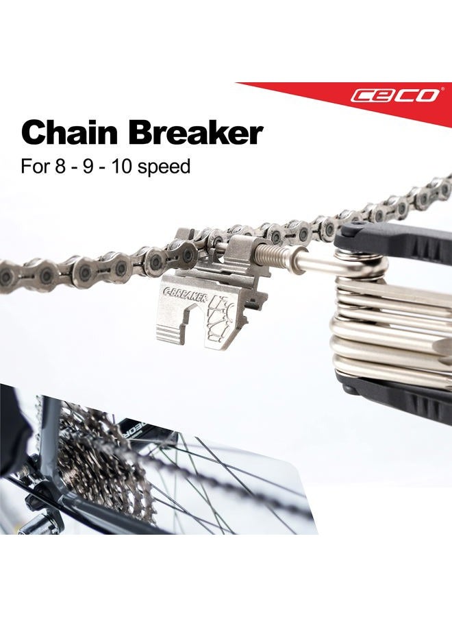 CECO USA 20 Function Bike Tool with Chain Breaker - Bicycle Multi Tool - Heavy Duty, Compact Pocket Sized, Lightweight - High Strength CR-V 6150 Tool Steel - Easy to Carry - Image 4