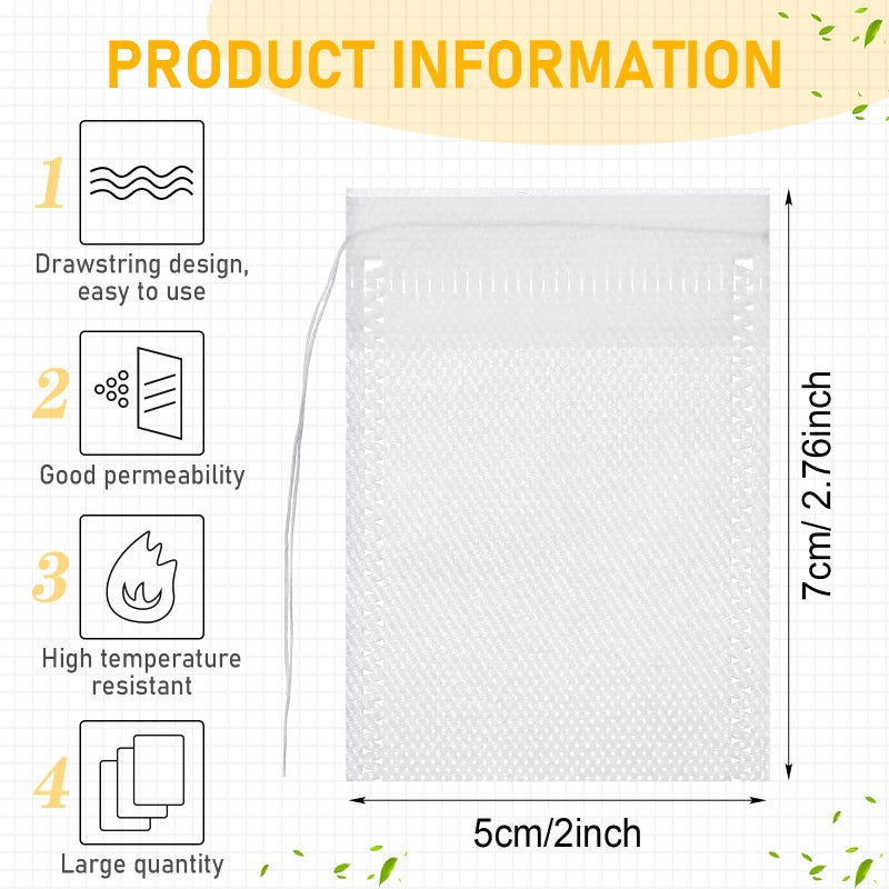 Remerry 1000 Pcs Disposable Tea Bags Bulk for Loose Leaf Tea Drawstring Empty Coffee Sachets Filter Infuser Strainers for Coffee Spice Christmas Herbs Gift(2 x 2.76 inches) - Image 2