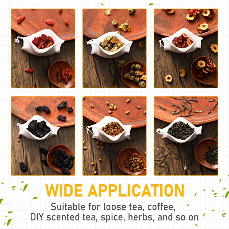 Remerry 1000 Pcs Disposable Tea Bags Bulk for Loose Leaf Tea Drawstring Empty Coffee Sachets Filter Infuser Strainers for Coffee Spice Christmas Herbs Gift(2 x 2.76 inches) - Image 4