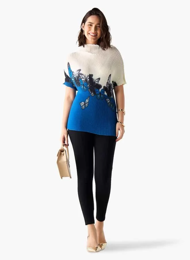 2Xtremz 2Xtremz Waffle Textured Top with Short Sleeves