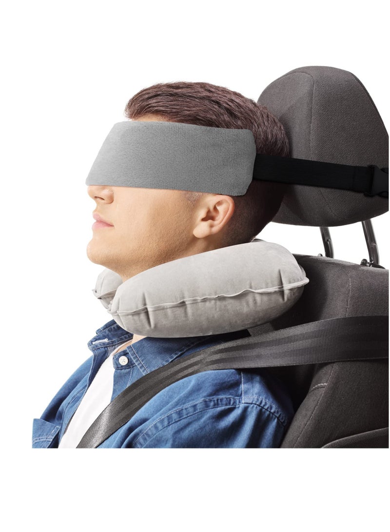 Excefore Travel Pillow for Sleeping Airplane, 2 Sets Headrest Travel Pillow Neck Pillow for Airplane Travel Functional Airplane Head Straps Neck Brace for Sleeping on Airplane Car, Gray - Image 2