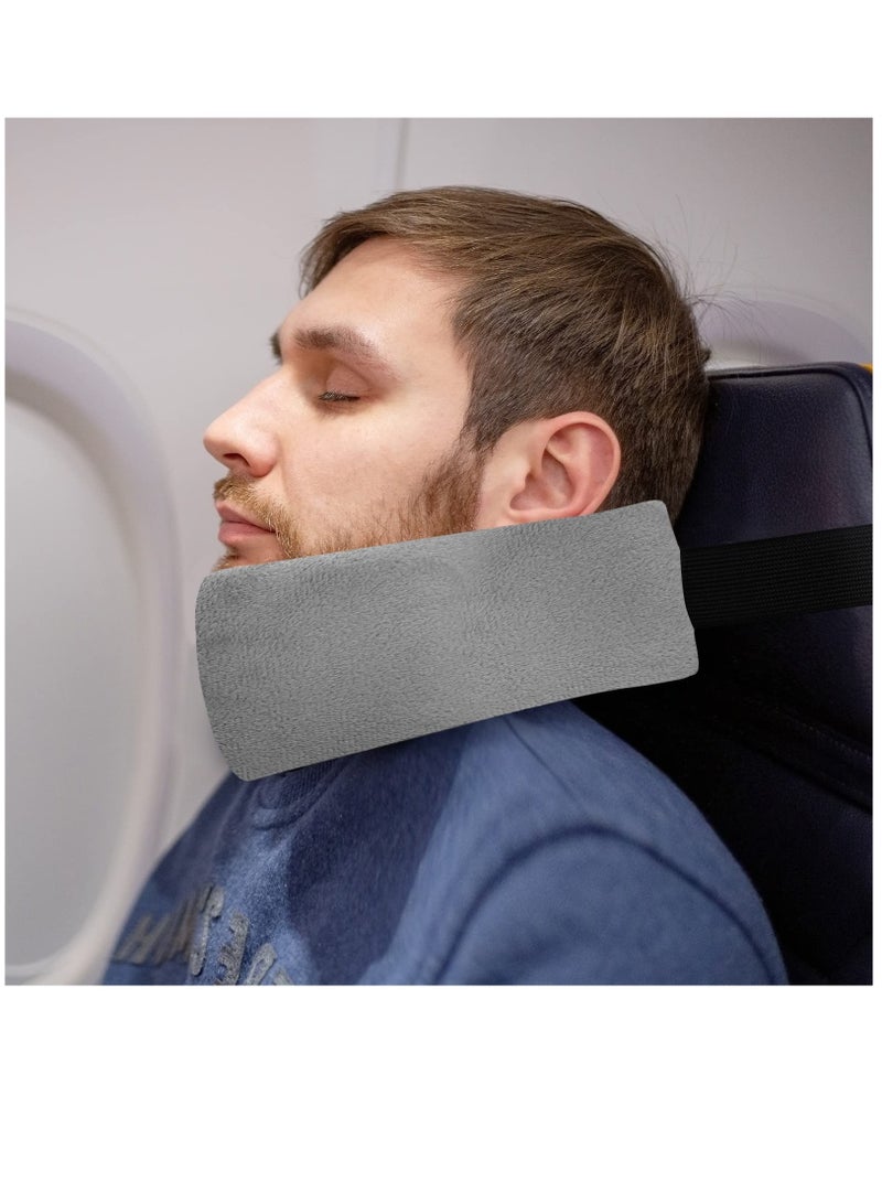 Excefore Travel Pillow for Sleeping Airplane, 2 Sets Headrest Travel Pillow Neck Pillow for Airplane Travel Functional Airplane Head Straps Neck Brace for Sleeping on Airplane Car, Gray - Image 5