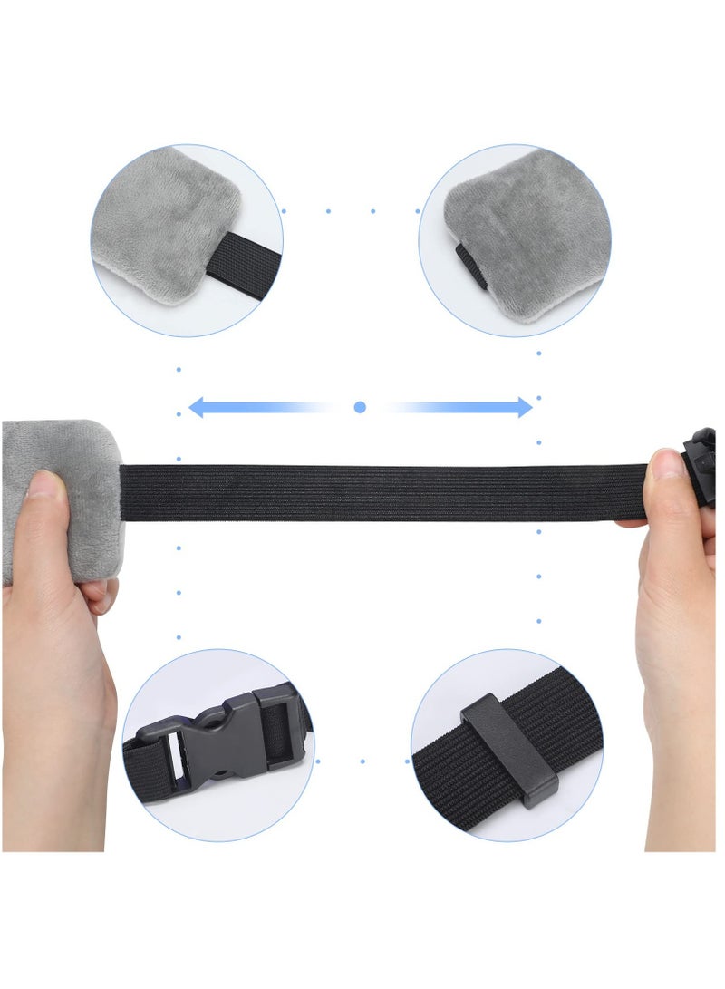 Excefore Travel Pillow for Sleeping Airplane, 2 Sets Headrest Travel Pillow Neck Pillow for Airplane Travel Functional Airplane Head Straps Neck Brace for Sleeping on Airplane Car, Gray - Image 3