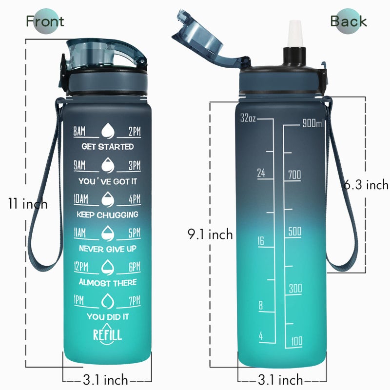 Enerbone 32 oz Water Bottle  Leakproof BPA & Toxic Free  Motivational Water Bottle with Times to Drink and Straw  Fitness Sports Water Bottle with Strap for Office  Gym  Outdoor Sports - Image 4