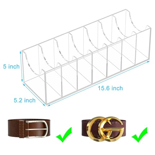 NIUBEE Belt Organizer, Acrylic Belt Storage Holder for The Closet, 7 Compartments Display Case for Tie and Bow Tie - Image 3