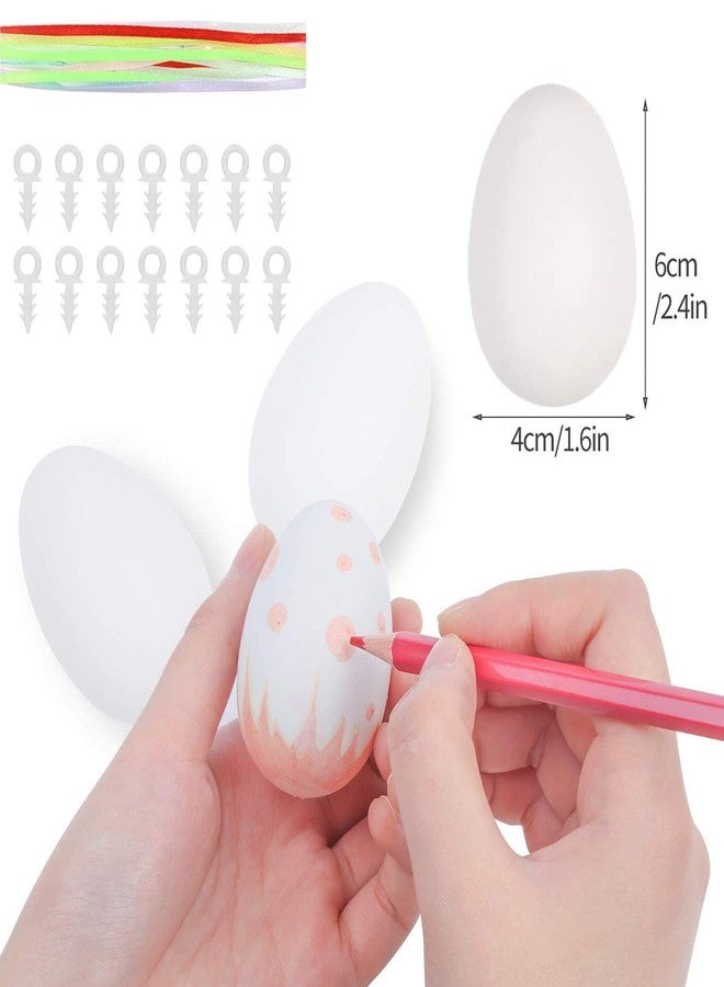DIYASY Easter White Fake Eggs,30 Pcs Plastic Egg with Ribbon for Kids Craft Making and Easter Tree Ornaments - Image 2