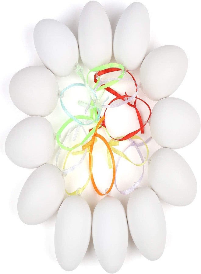 DIYASY Easter White Fake Eggs,30 Pcs Plastic Egg with Ribbon for Kids Craft Making and Easter Tree Ornaments - Image 3