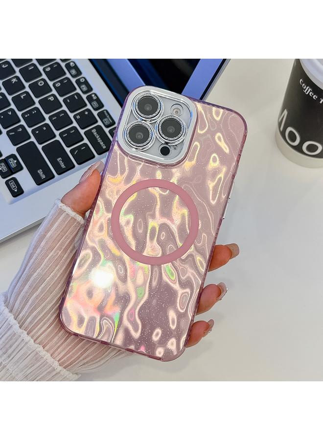 S-TOP Case For iPhone 14 Pro Plating Texture MagSafe TPU Phone Case with Glitter Lens Film - Image 1