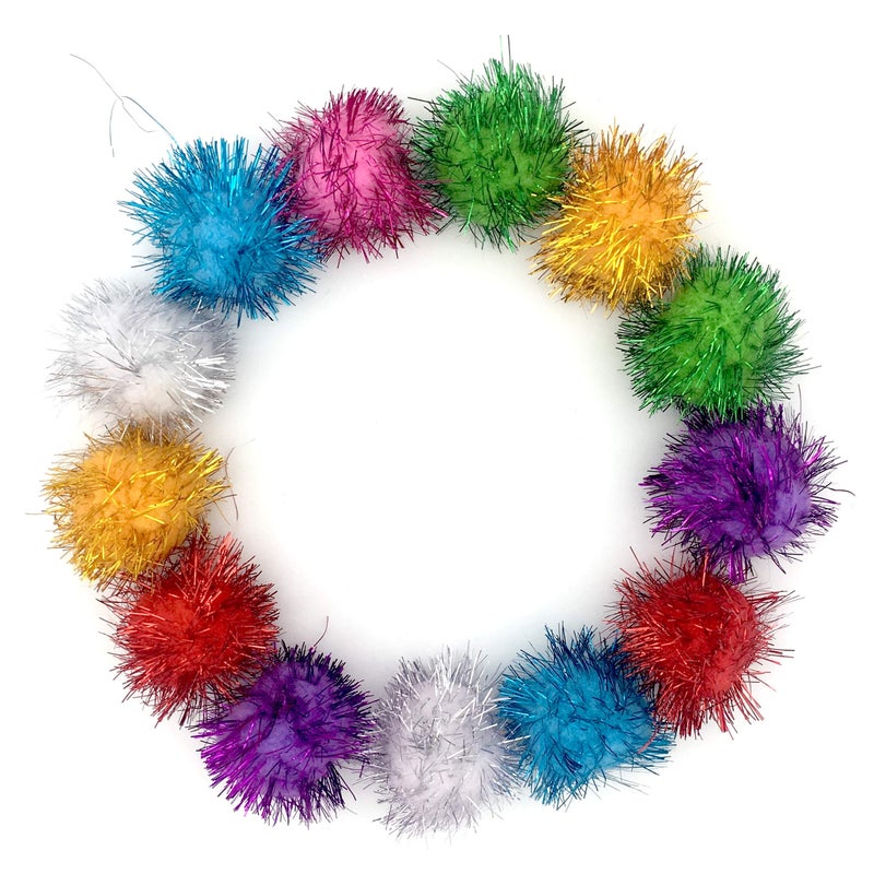 Loving Basso Assorted Color Sparkle Balls for CatsMy Cats All Time Favorite Toy15 Inches Large Pom Pom Cat Toy20 Pack - Image 2