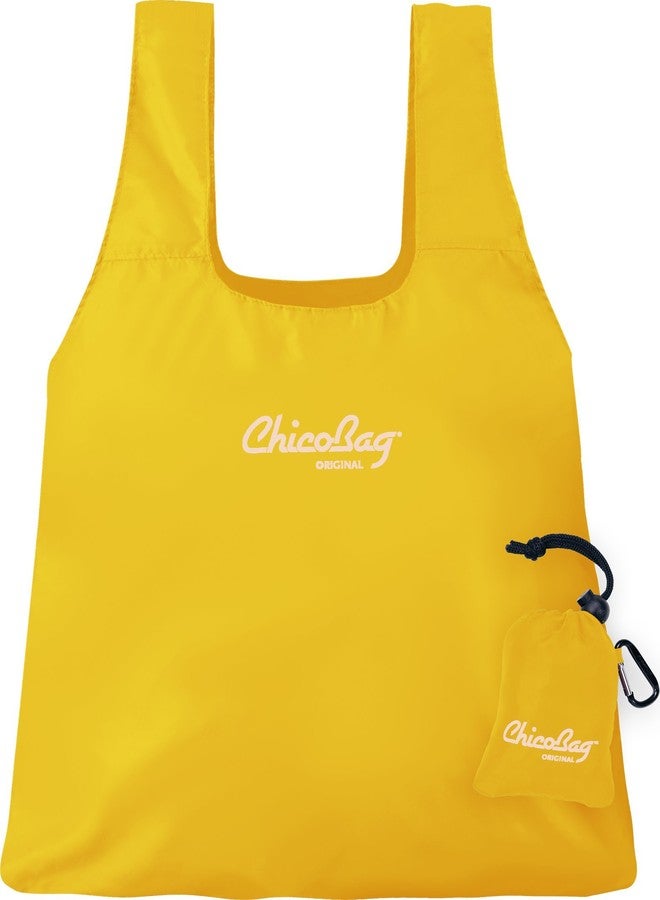 ChicoBag Original Compact Reusable Grocery Bag w/Attached Pouch and Carabiner Clip | Perfect for Shopping, Travel, Organization | Eco-Conscious Packable Tote | Buttercup (Pack of 1) - Image 1