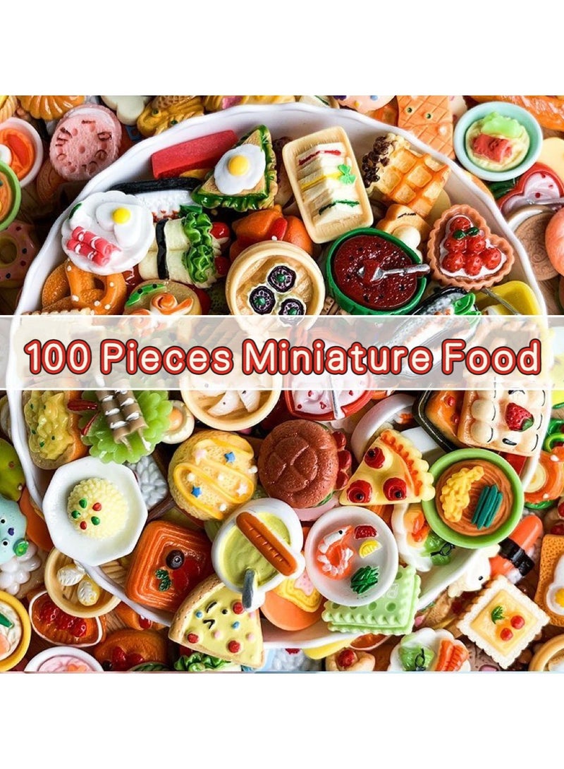 100 Pieces Miniature Food  Pretend Play Kitchen Game Party Toys Dollhouse(Radom style) - Image 1