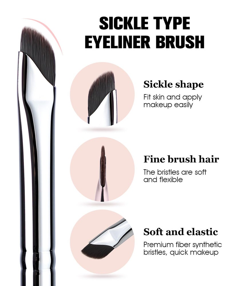EIGSHOW Eyeliner Brush, EIGSHOW Sickle Angled Gel Eyeliner Makeup Brush for Precise Eye Liner, Eyebrow, Eyelid with Ultra Thin Curved Vegan Bristles (E865) - Image 3