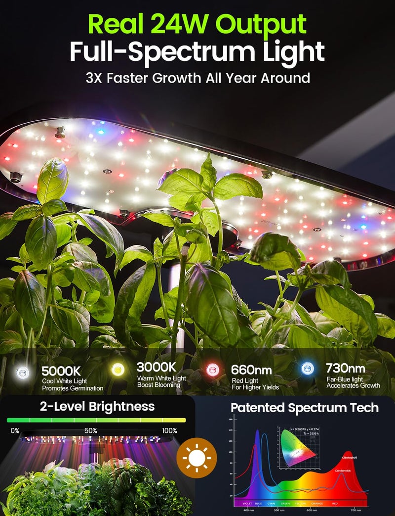 LETPOT Hydroponics Growing System, 12 Pods Indoor Herb Garden Kit with 24W LED Grow Light, 5.5L Water Tank & 16" Adjustable Height, Smart Indoor Gardening System for Kitchen, Home & Gift - Image 3