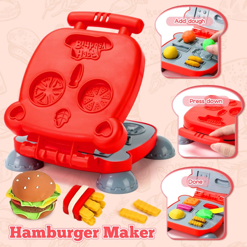 SOCBTNSO 3 in 1 Dough Sets 59 PCS for Kids Ages 4-8, Dough Tools Kit with Ice Cream Noodle Hamburger Maker Machine, Kitchen Creations Art Crafts Food Play Toys for Boys Girls Kids Toddlers Ages 3+ - Image 4