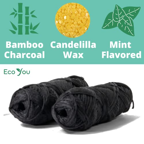 EcoYou Charcoal Bamboo Floss | 2 Non Toxic Natural Floss Refill with Metal Container | Organic Mint & Candelilla Wax | Vegan & Biodegradable | Compatible w/Similar Dental Floss Silk Refill Containers - Image 2