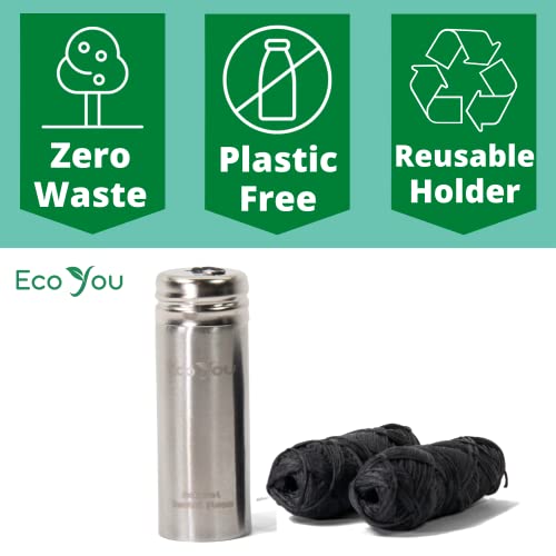 EcoYou Charcoal Bamboo Floss | 2 Non Toxic Natural Floss Refill with Metal Container | Organic Mint & Candelilla Wax | Vegan & Biodegradable | Compatible w/Similar Dental Floss Silk Refill Containers - Image 3