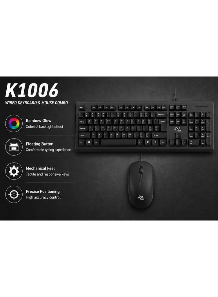 Next K1006 Wired Mechanical Feel Keyboard & Mouse Combo Set - Image 3