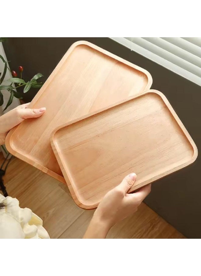 Generic Wooden serving tray set, bamboo wood material, 3-piece set, different sizes: 24 x 17 cm 31 x 22 cm 38 x 26.5 cm  - Image 1