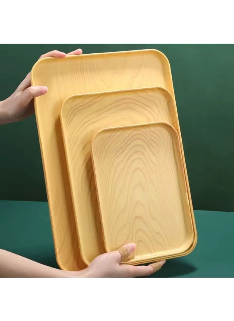 Generic Wooden serving tray set, bamboo wood material, 3-piece set, different sizes: 24 x 17 cm 31 x 22 cm 38 x 26.5 cm  - Image 2