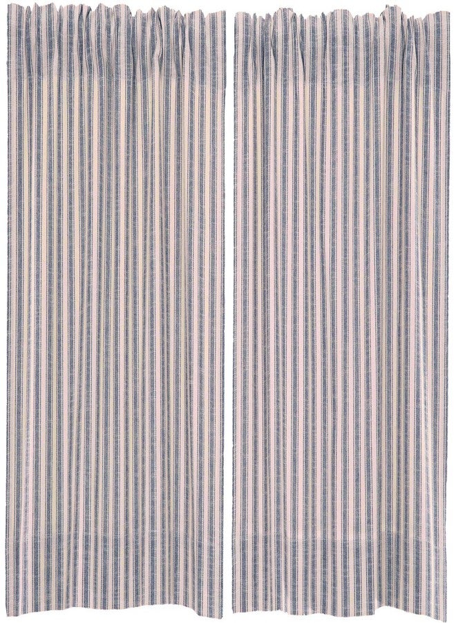 Piper Classics Market Place Blue Ticking Stripe 24" Curtain Tiers, Set 2 - Image 4