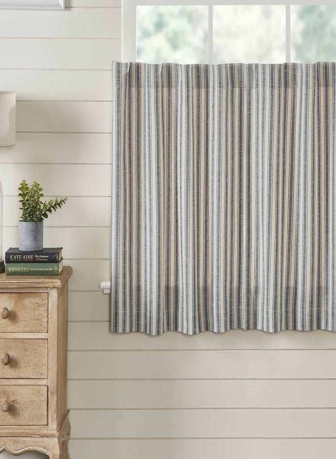 Piper Classics Market Place Blue Ticking Stripe 24" Curtain Tiers, Set 2 - Image 1