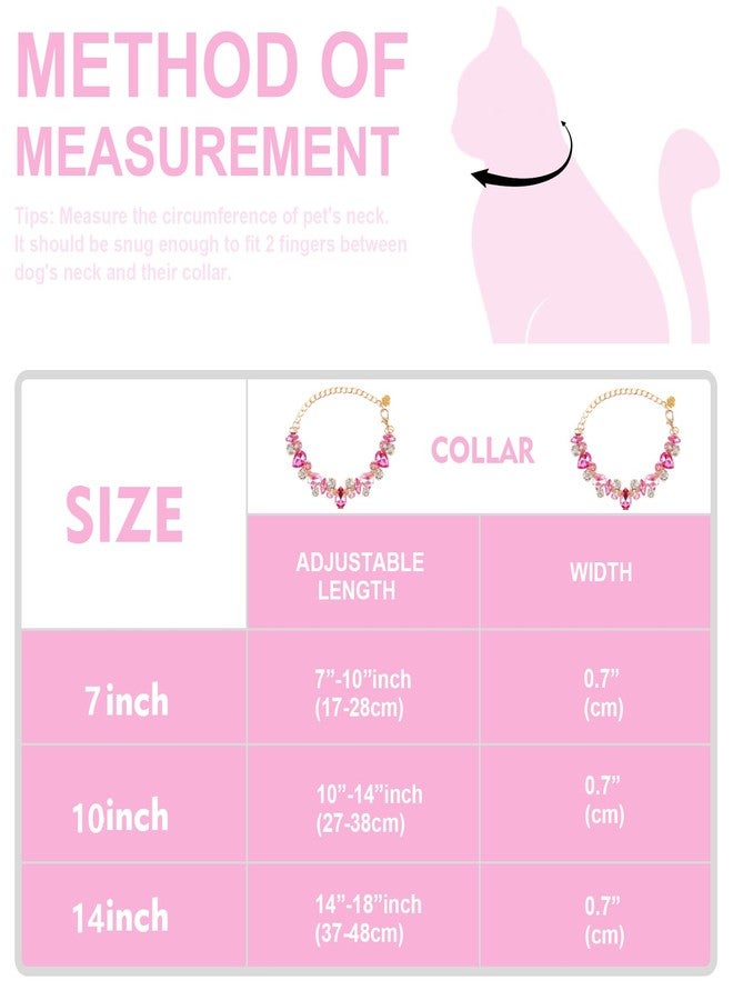 HOWWFALY Dog Collar and Cat Collar Gold Chain Necklace Stainless Steel Adjustable Pink Diamonds Collar with Cute Pet Paw for Small Medium Pets Cats Dogs Kitten Puppy(Pink, S) - Image 2