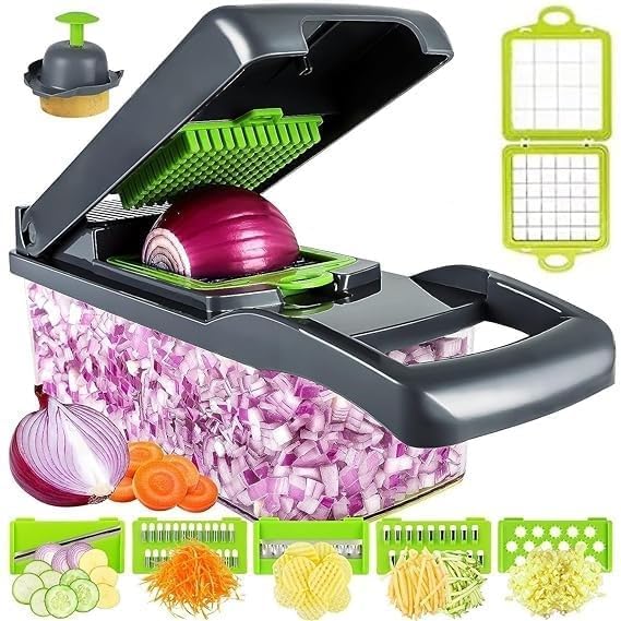 EXPORTTANZA 14 in 1 Multipurpose Vegetable and Fruit Chopper Cutter Grater Slicer 14 in 1 Multipurpose Chopper Slicer Dicer Chopper for Kitchen - Image 1