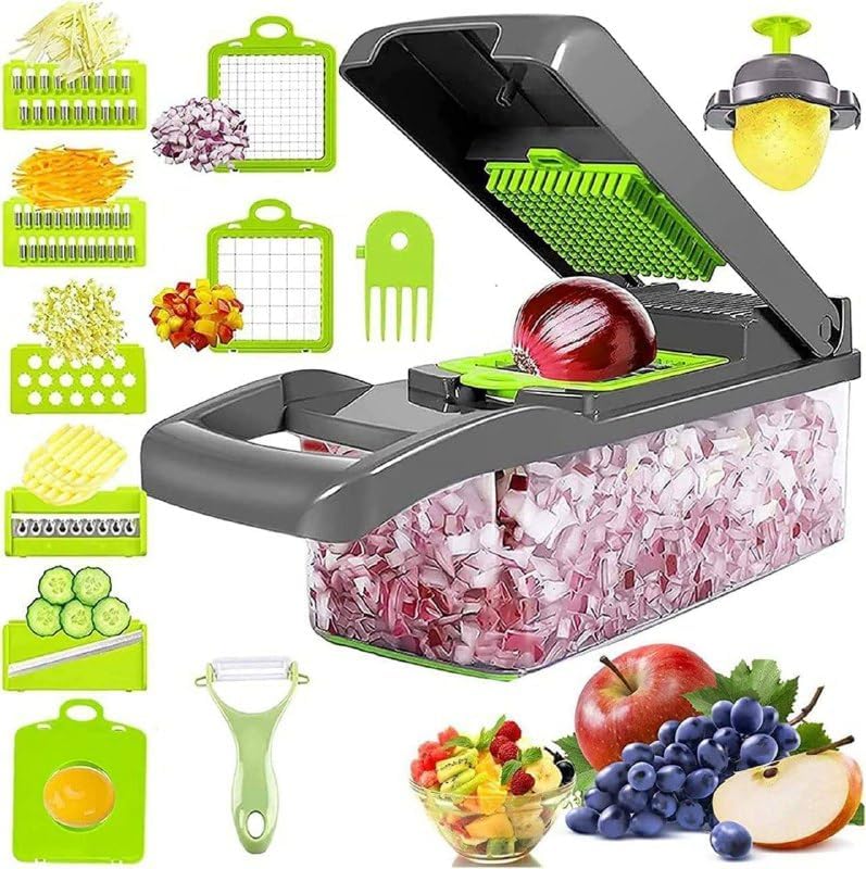 EXPORTTANZA 14 in 1 Multipurpose Vegetable and Fruit Chopper Cutter Grater Slicer 14 in 1 Multipurpose Chopper Slicer Dicer Chopper for Kitchen - Image 2