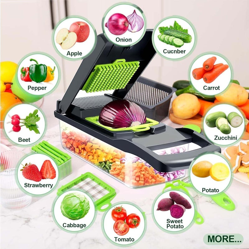 EXPORTTANZA 14 in 1 Multipurpose Vegetable and Fruit Chopper Cutter Grater Slicer 14 in 1 Multipurpose Chopper Slicer Dicer Chopper for Kitchen - Image 5