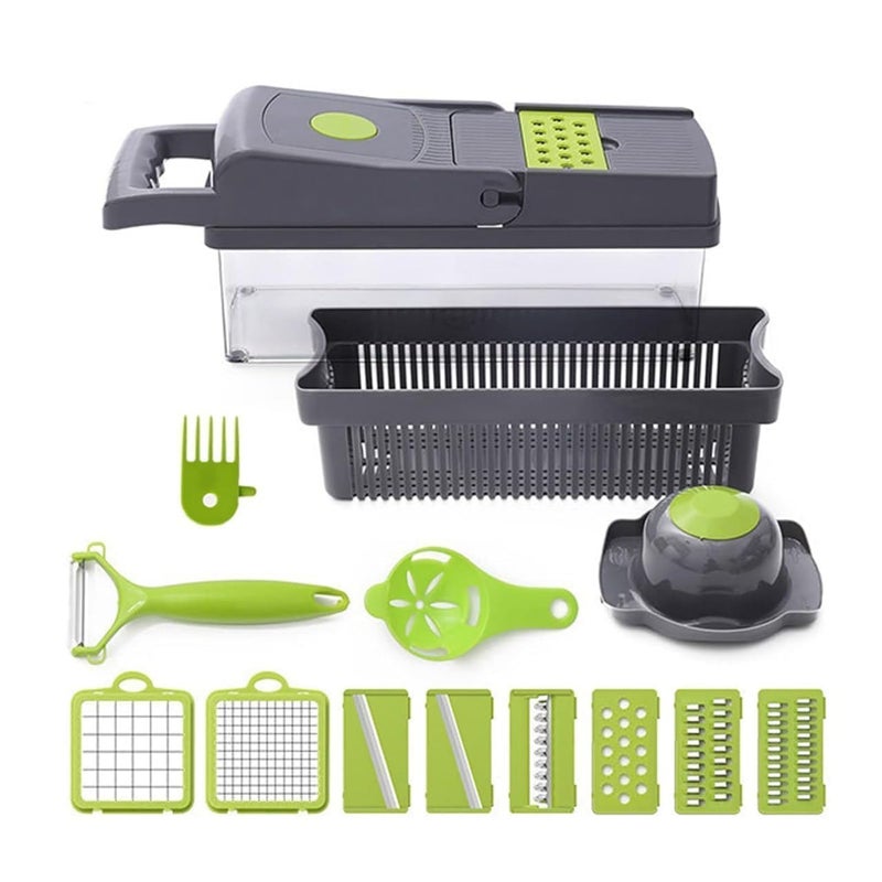 EXPORTTANZA 14 in 1 Multipurpose Vegetable and Fruit Chopper Cutter Grater Slicer 14 in 1 Multipurpose Chopper Slicer Dicer Chopper for Kitchen - Image 3
