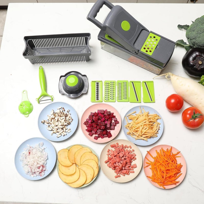 EXPORTTANZA 14 in 1 Multipurpose Vegetable and Fruit Chopper Cutter Grater Slicer 14 in 1 Multipurpose Chopper Slicer Dicer Chopper for Kitchen - Image 4