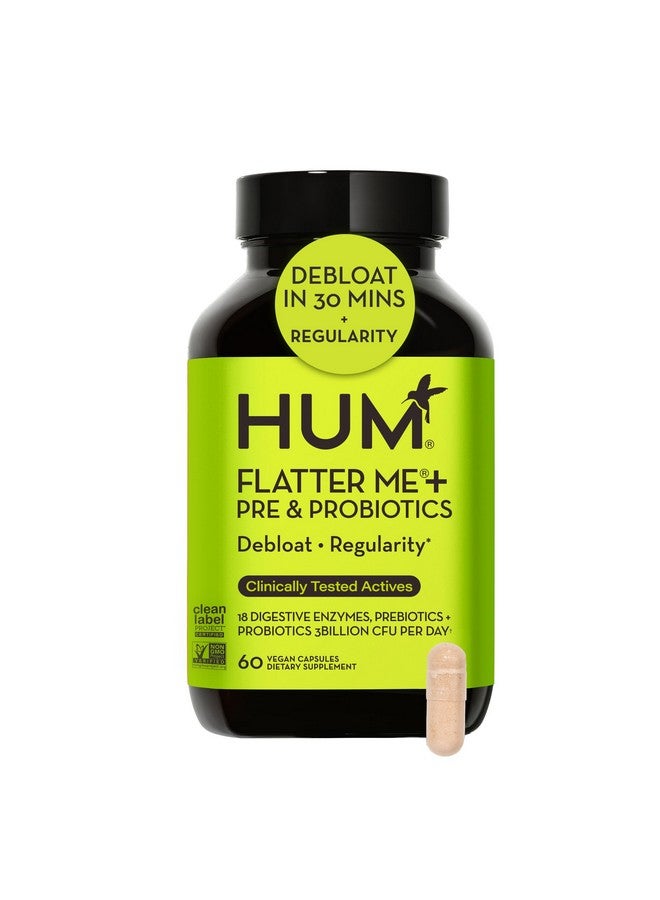 HUM Flatter Me Digestive Enzymes with Probiotics & Prebiotics - Fast-Acting Bloat Relief, Digestive Health and Regularity, Vegan Formula 60 Servings - Image 1