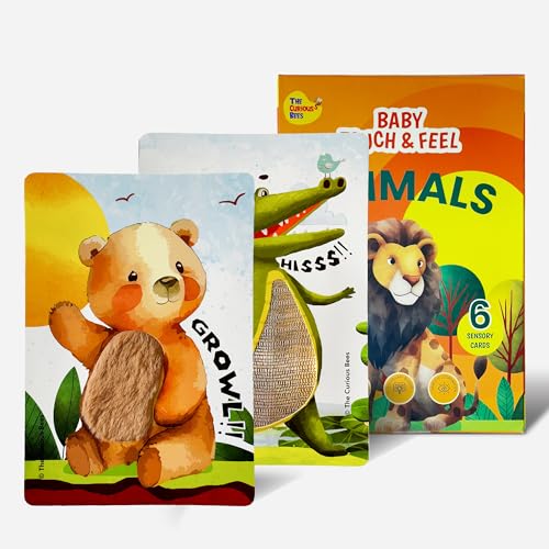 The Curious Bees - Animals Touch & Feel Textured Sensory Cards | 12 Animals & 6 Textures to Enhance Sensory, Cognitive, Spatial & Hand Eye Co-Ordination in Kids - Image 1