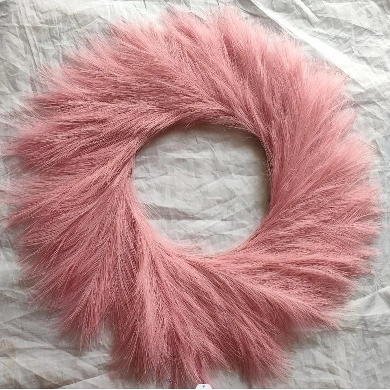 Bluejw D340 Natural Artificial Reed Grass Garland - Dried Pampas Grass Wreath for Christmas Harvest Season Decor - Image 1