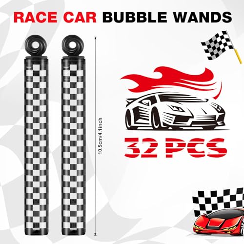 Rotatingpals 32 Pcs Checkered Bubble Wands Black and White Checkered Bubble Wand Race Car Party Favors for Adult Summer Activity Race Car Birthday Goodie Bag Stuffers Gifts Wedding Supplies - Image 5