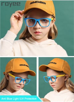 Royee Kids Anti Blue Light Glasses,Children Anti Eyestrain Computer Glasses, Gaming Eyewear UV400 Protection and Super Light TPEE Frame for Boys Girls and  Age 3-12（Blue/Yellow）  - Image 3